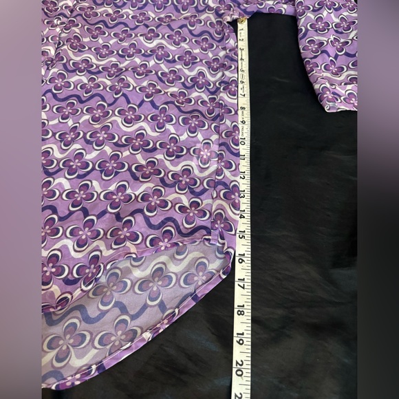 Princess Polly Purple Retro Floral Button Up Sheer Long Sleeve Blouse US 12 - Picture 6 of 7